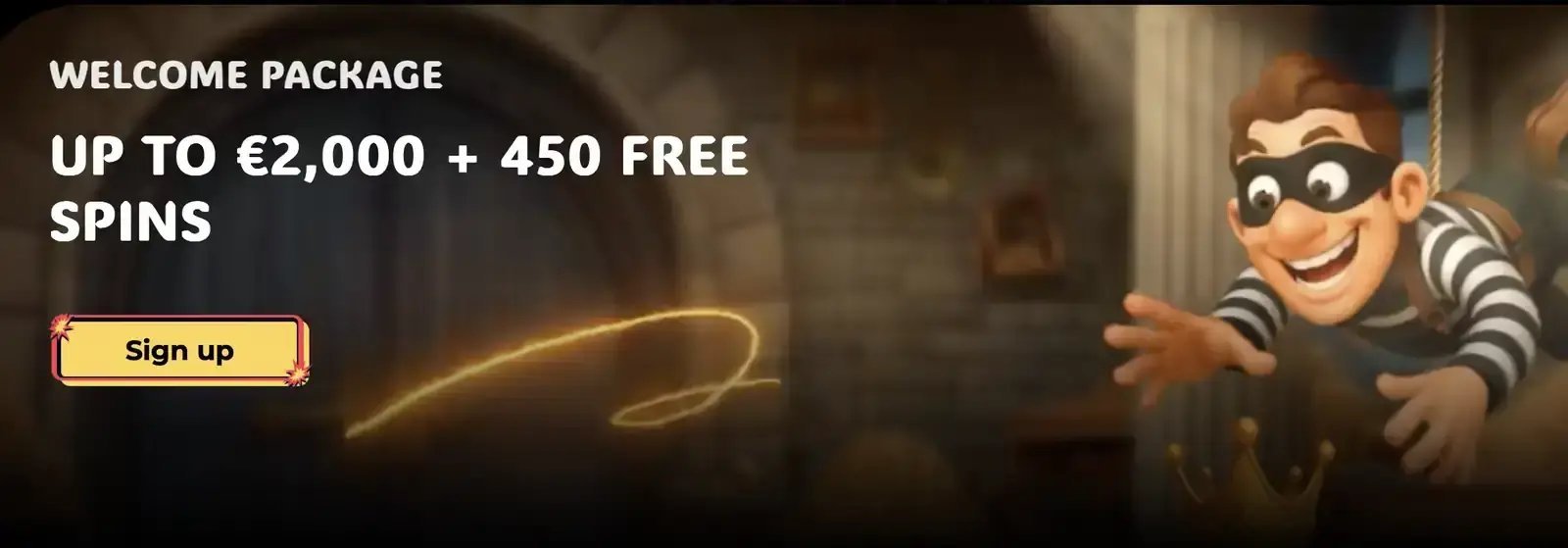 Gangstasino welcome package: up to €2,000 and 450 free spins